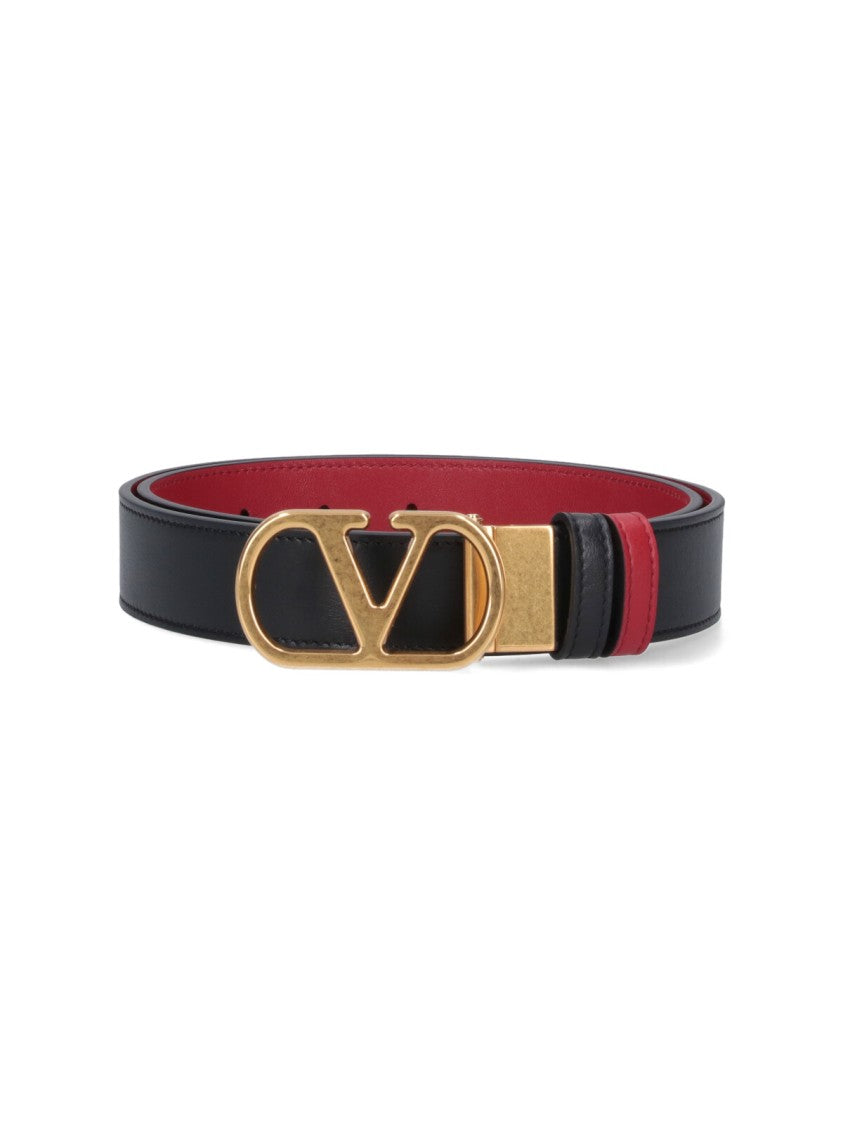 Valentino Garavani Reversible "Vlogo Signature" Belt – Black/Red