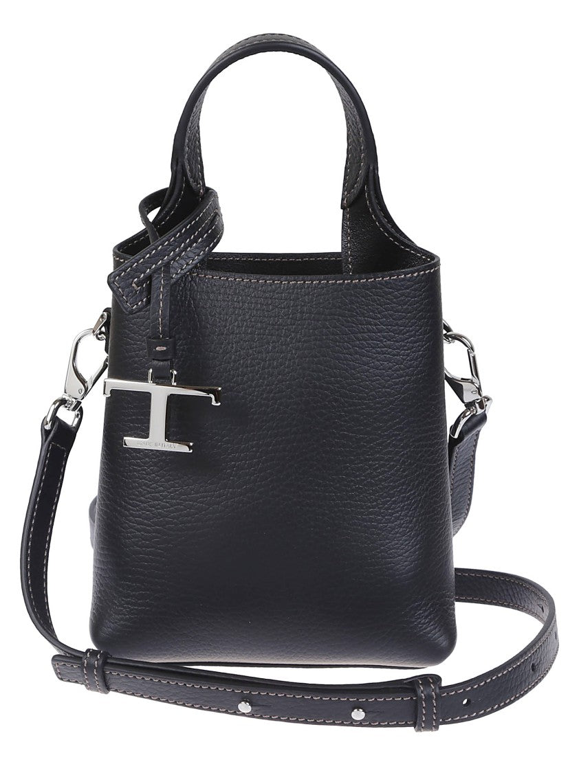 Tod's Structured Pebbled Leather Shoulder Bag With Dual Handles