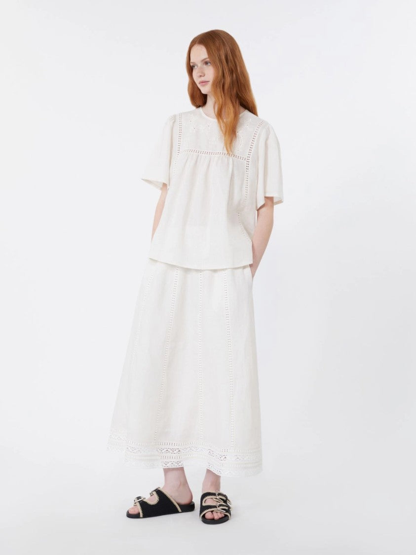 Max Mara Flared Midi Skirt With Vertical Eyelet Detailing