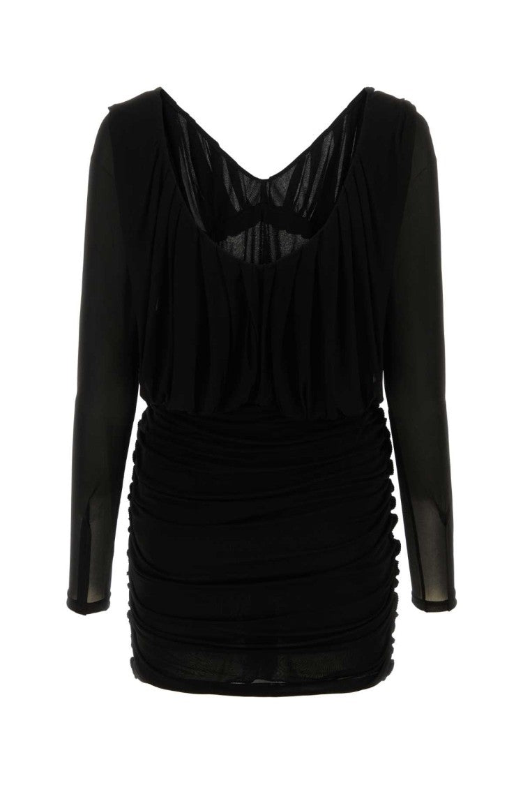 Saint Laurent Black Cupro Mini Dress