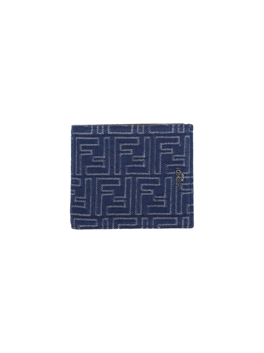 Fendi Blue Cotton "Ff" Bi-Fold Wallet