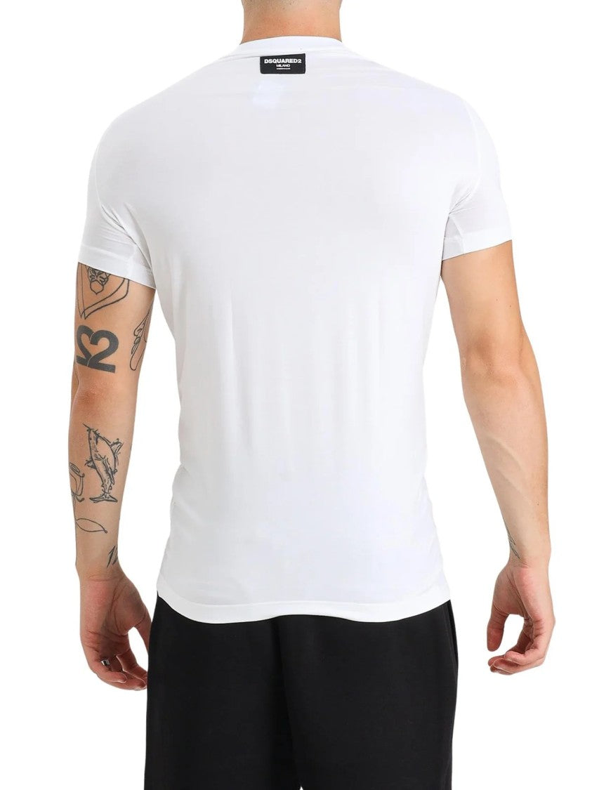 Dsquared2 White Fitted Modal-Blend T-Shirt