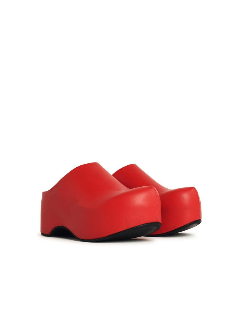 Marni Red Leather Sabots