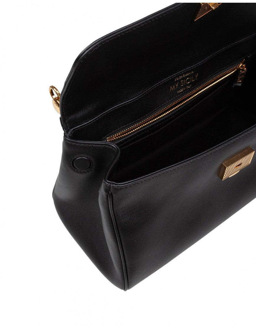 Dolce & Gabbana Vintage My Sicily Bag In Black Leather