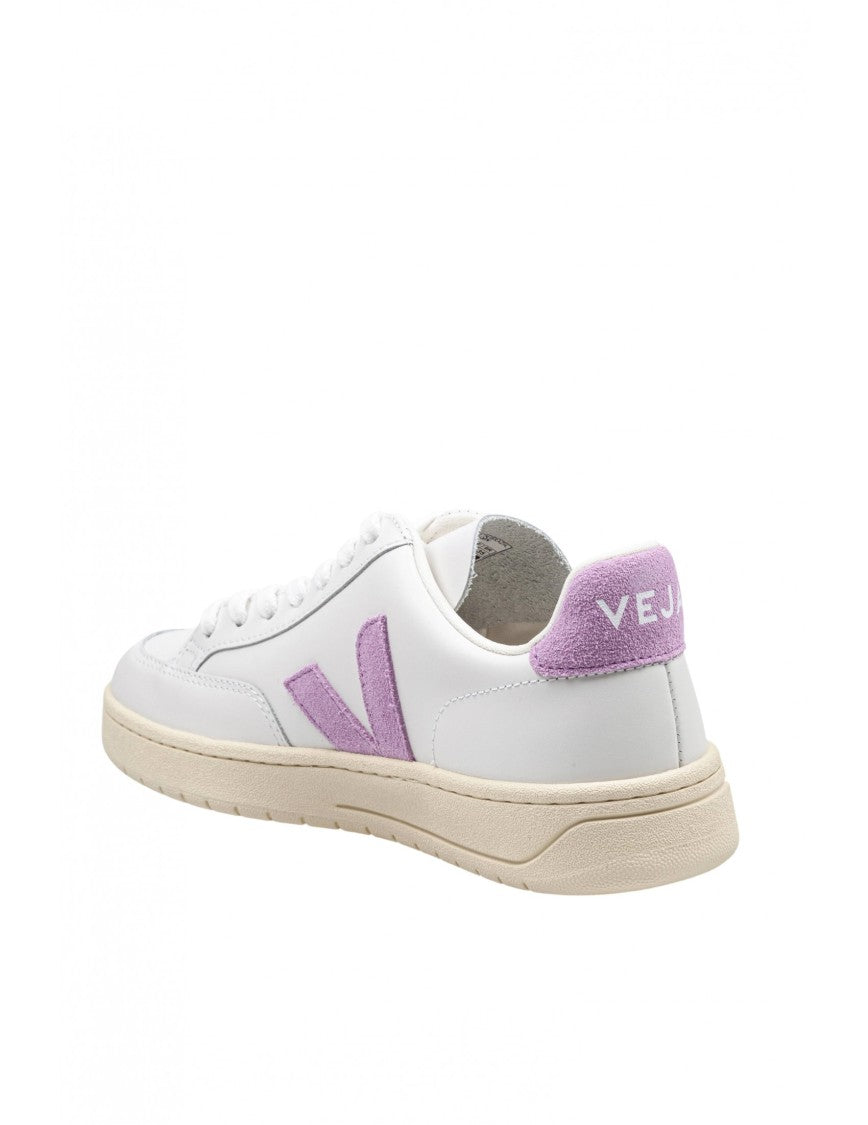 Veja V-12 Leather Sneakers White And Orchid Color