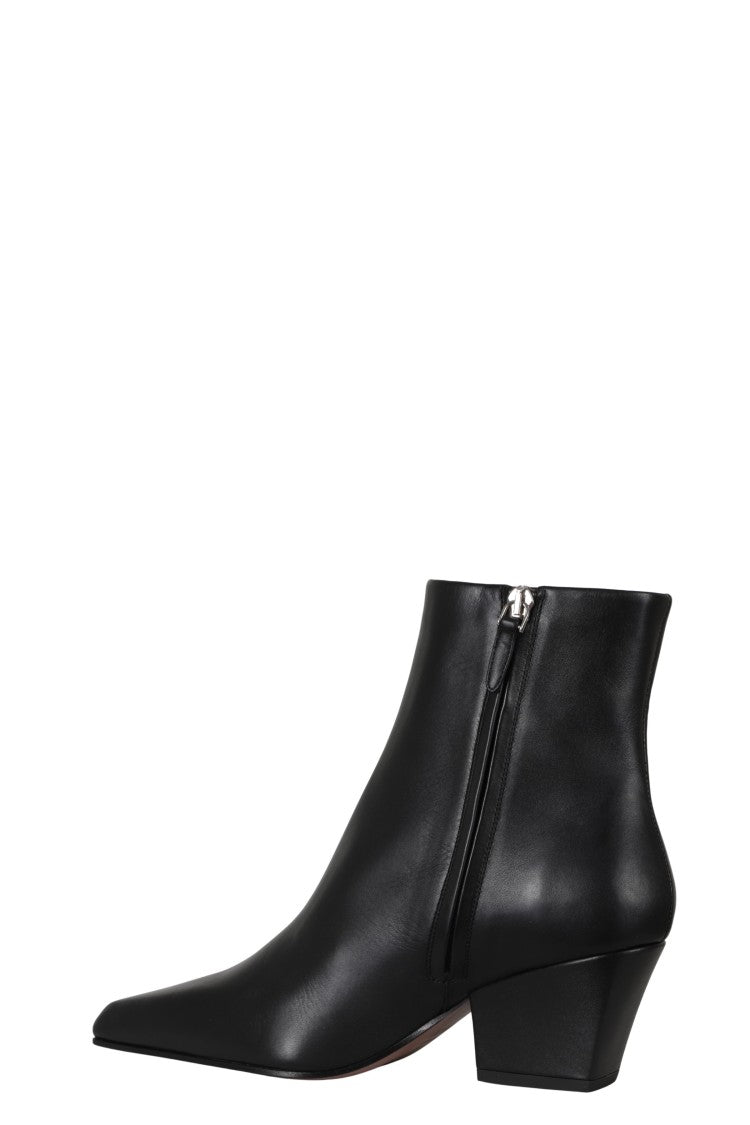 Paris Texas Black Pointed-Toe Leather Ankle Boots