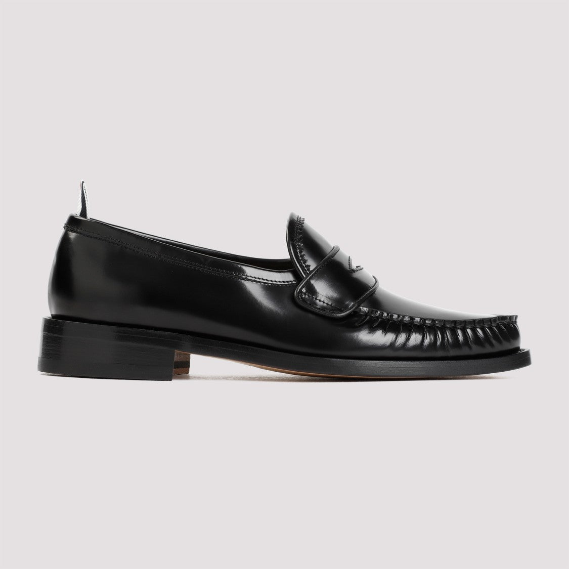 Thom Browne Pleated Varsity Black Calf Leather Loafers