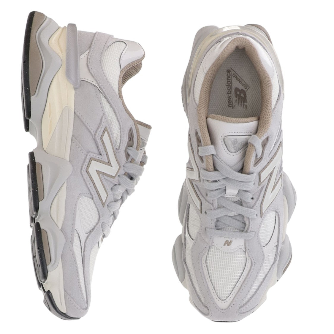 New Balance Gray 9060 Layered Leather Panel Sneakers