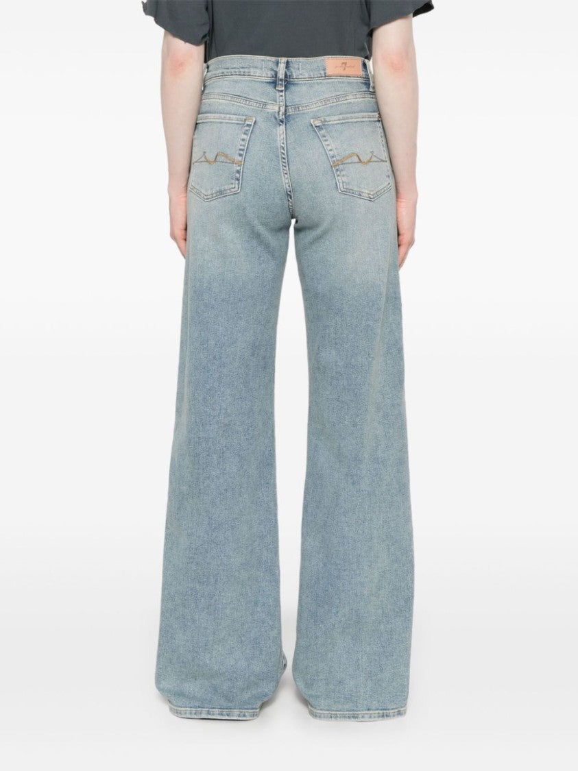 Seven Wide-Leg Light Blue Jeans With Classic Five-Pocket Design