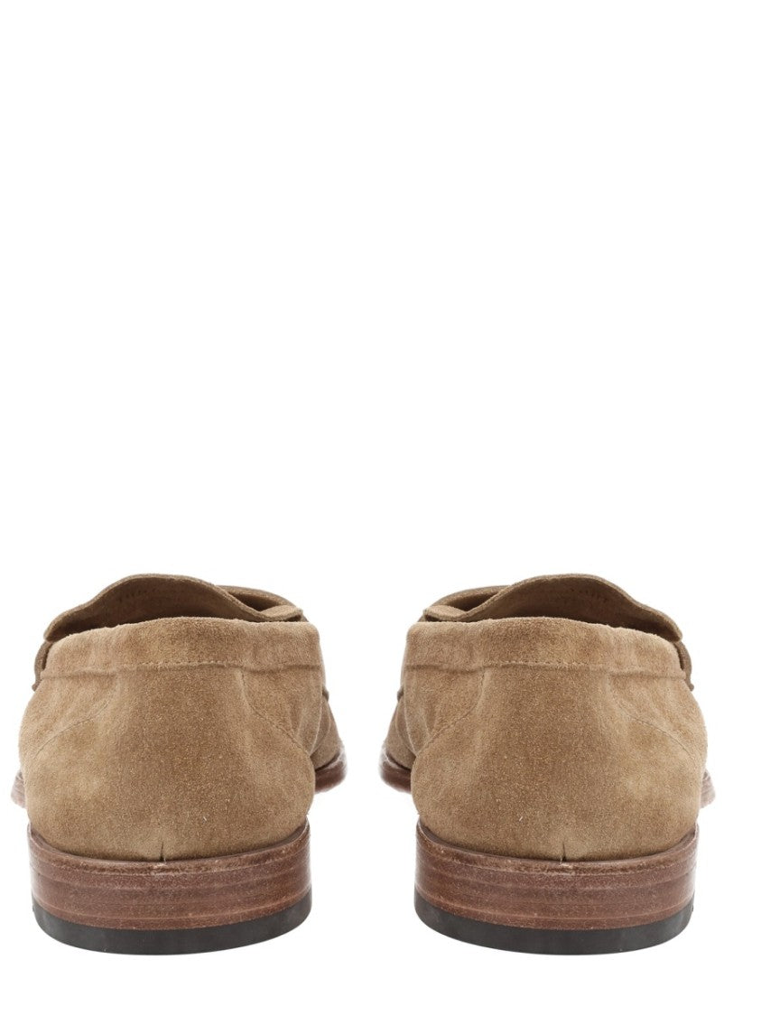 Corvari Brown Suede Loafers With Red Soles