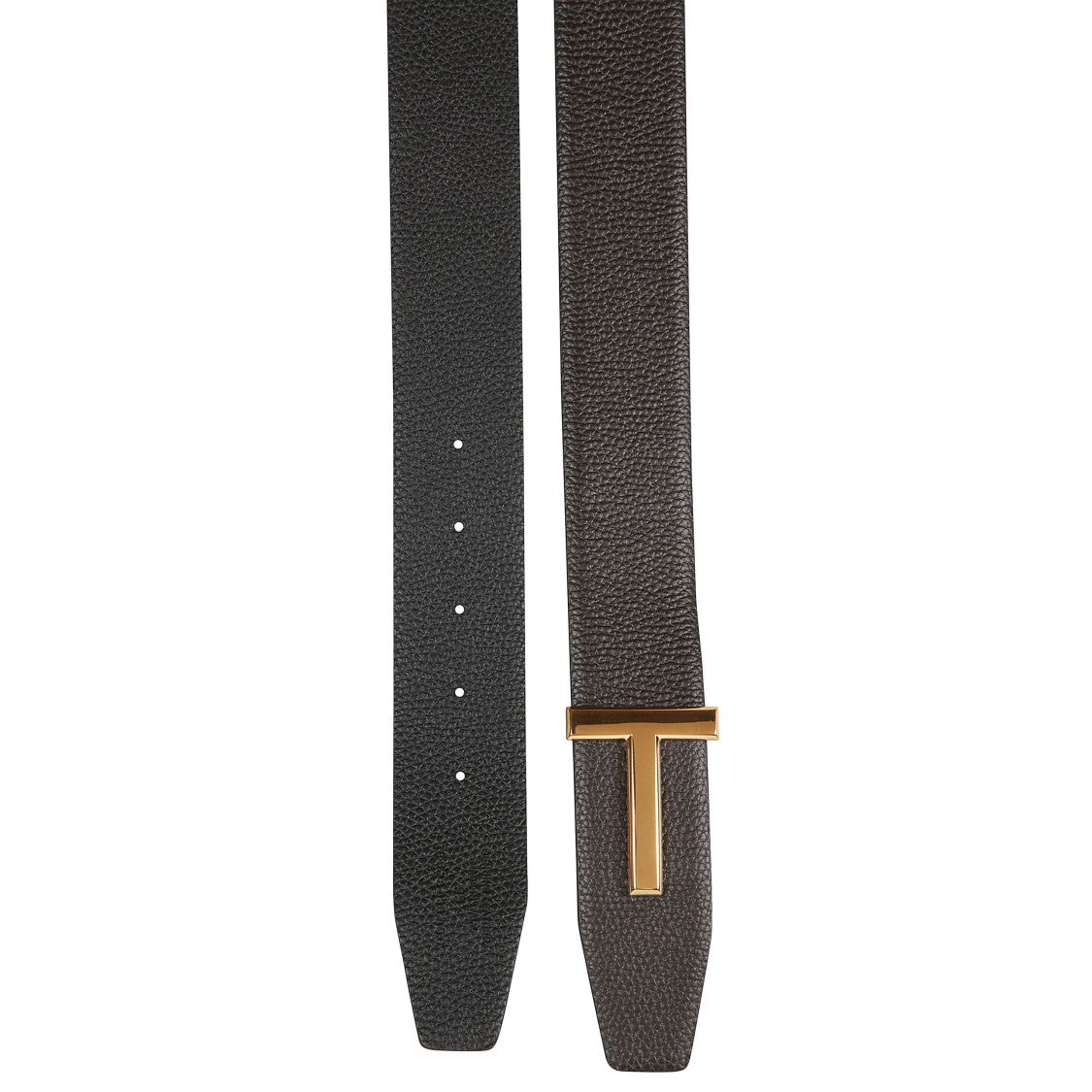 Tom Ford Textured Leather Belt With Gold Buckle