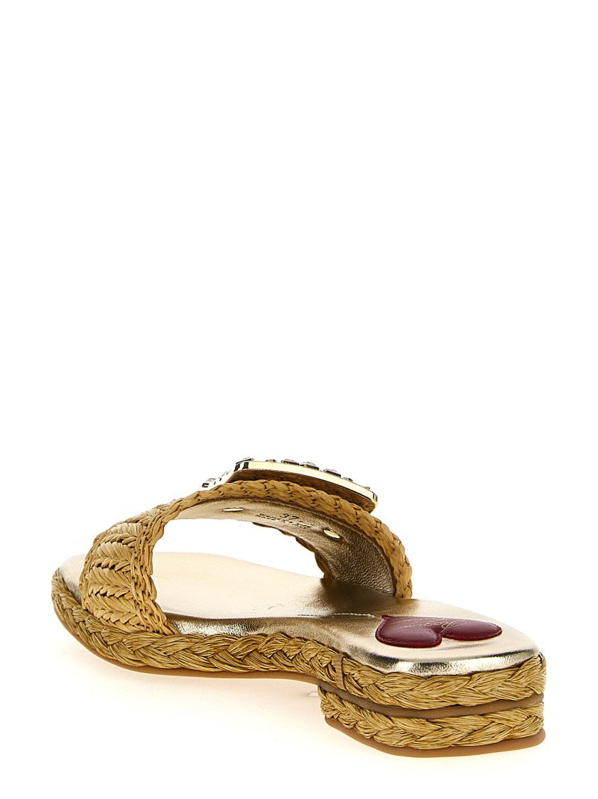 Roger Vivier Raffia Jewel Sandals
