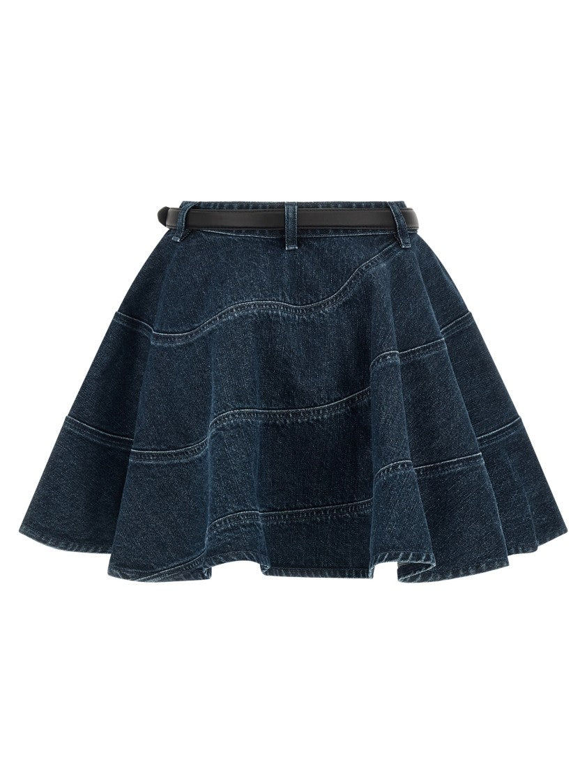Self-Portrait 'Flared Denim Mini' Skirt