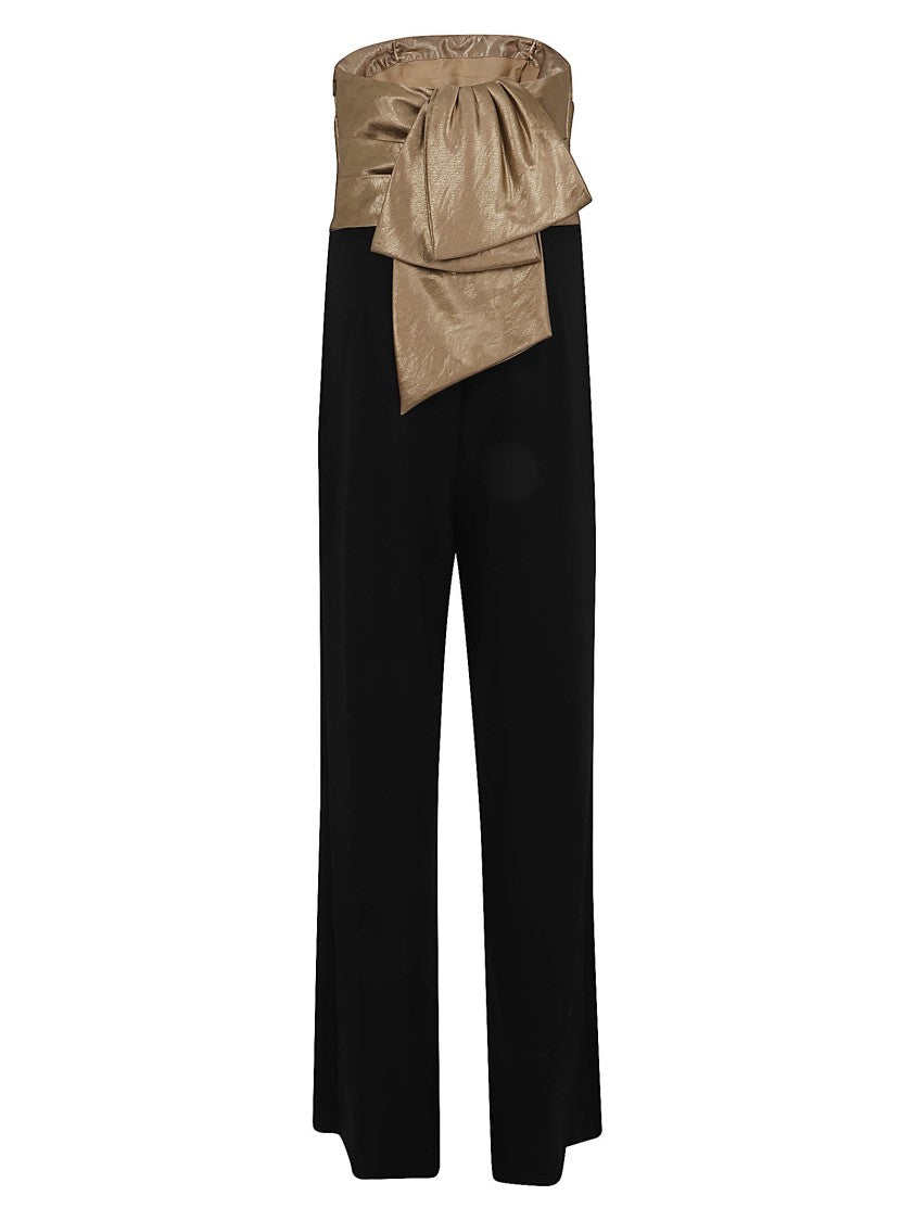 Lauren Ralph Lauren Strapless Metallic Draped Jumpsuit With Bow Detail