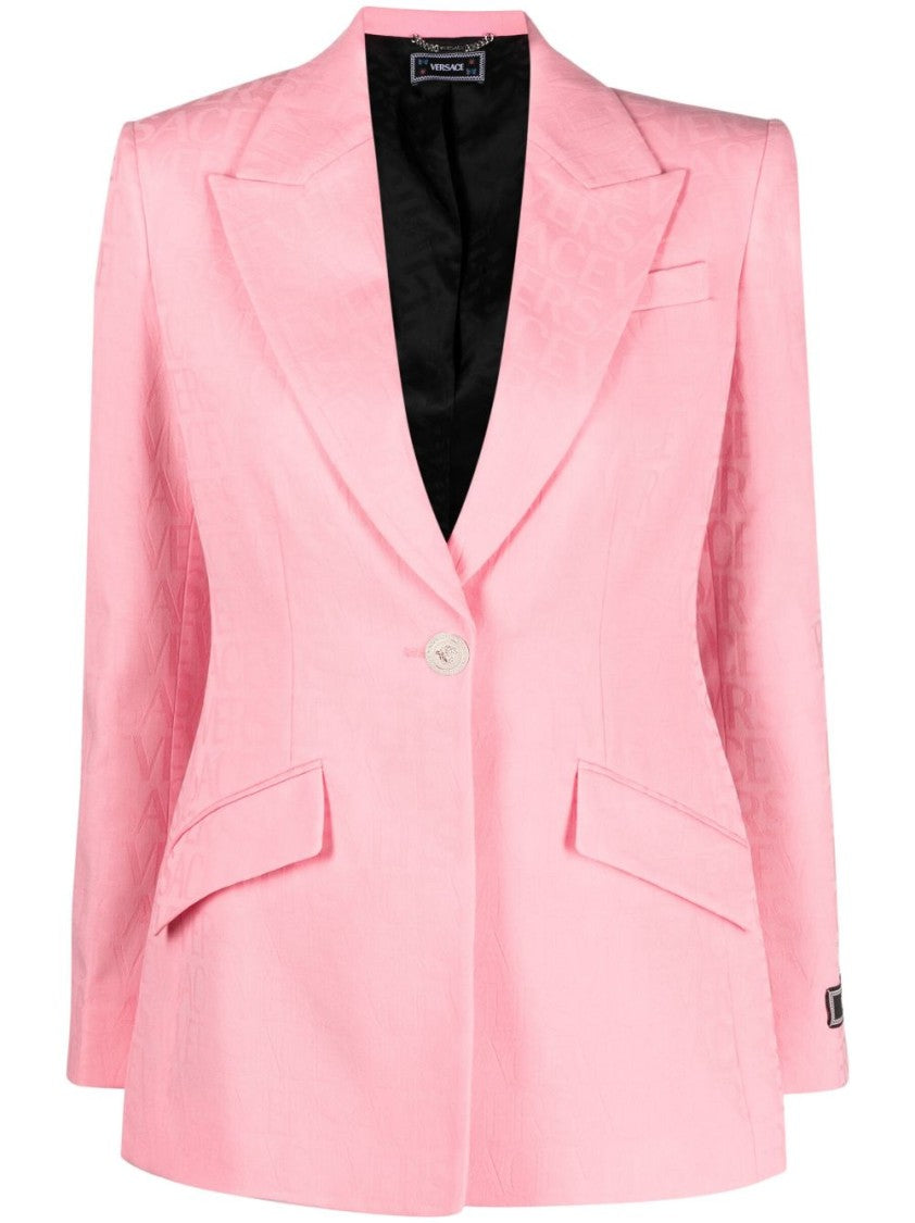 Versace Jacquard Logo-Motif Single-Breasted Blazer