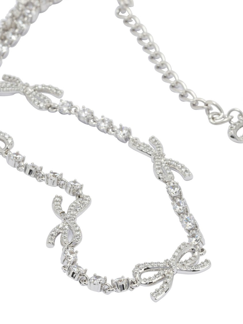Self-Portrait Necklace With Bows And Crystals