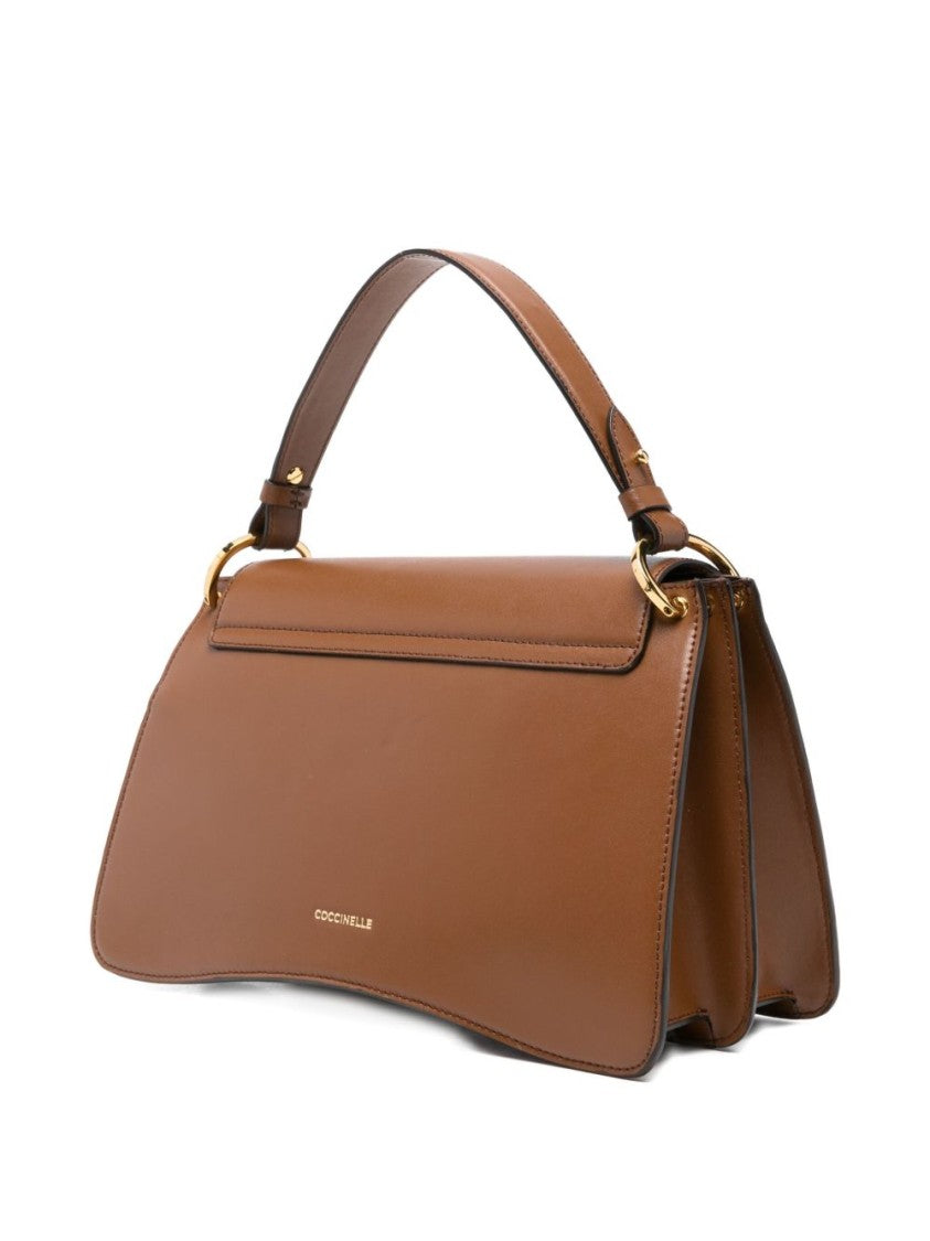 Coccinelle Structured Calfskin Shoulder Bag With Gold-Tone Clasp
