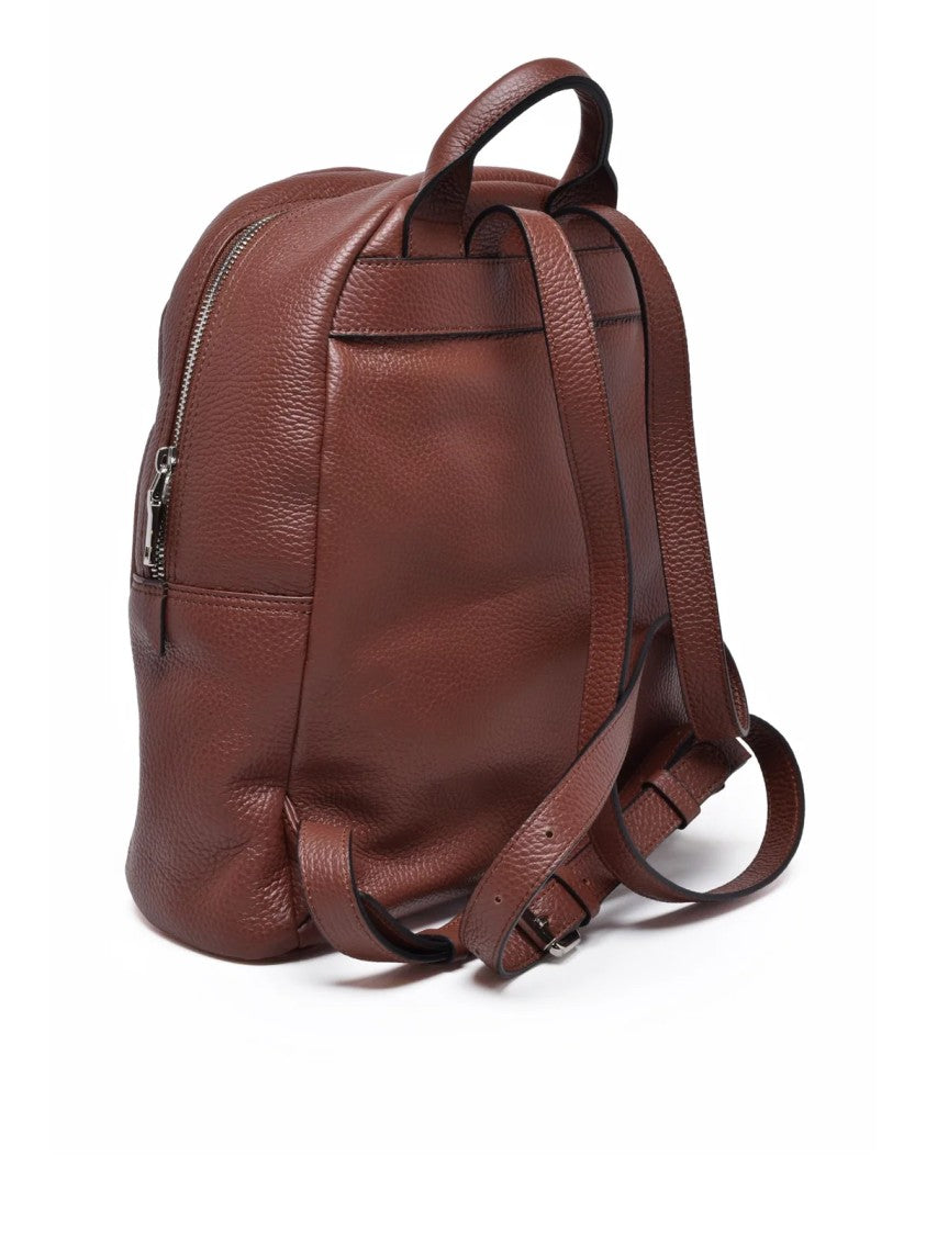 Ermanno Firenze Ermanno Firenze Leather Backpack With Rounded Silhouette And Zip Closure