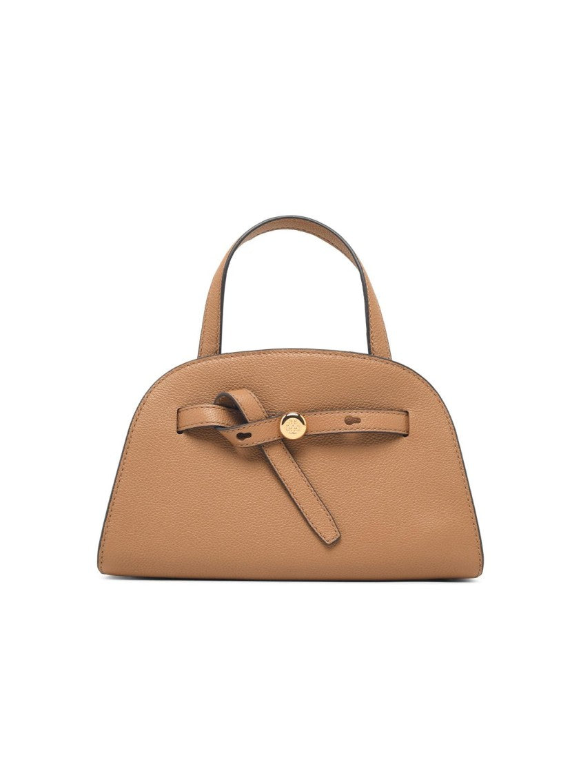 Tory Burch Romy Small Hammered Leather Top Case Bag - Beige