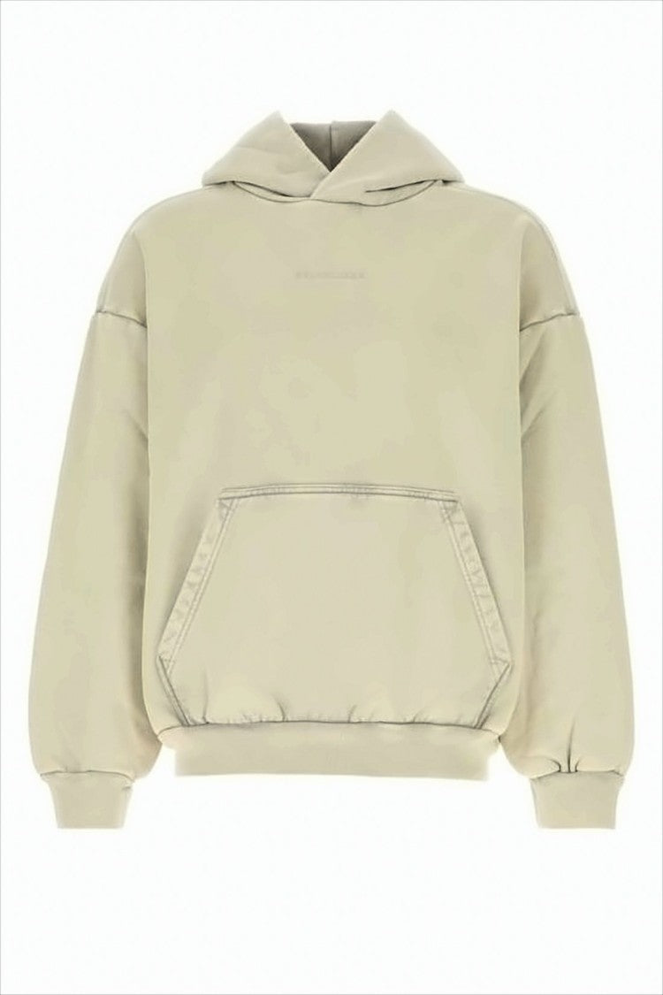 Balenciaga Relaxed-Fit Beige Cotton Hoodie With Tonal Logo