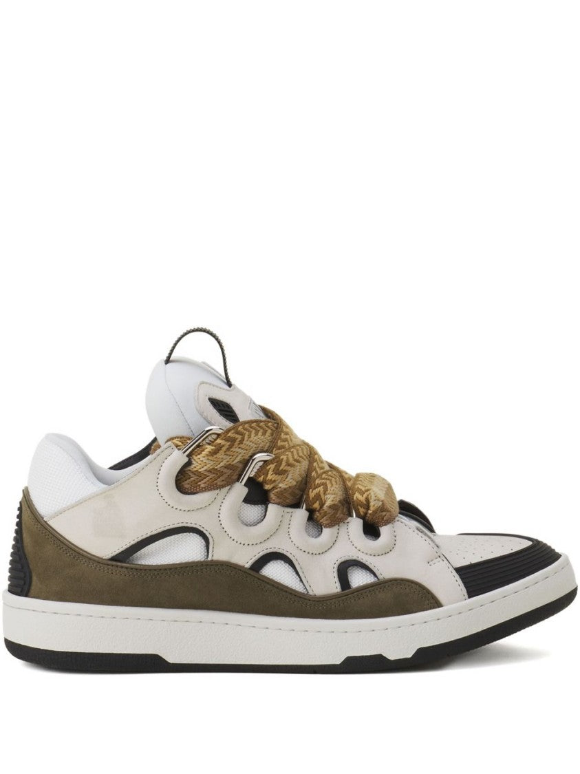 Lanvin White Suede Panel Cut-Out Sneakers