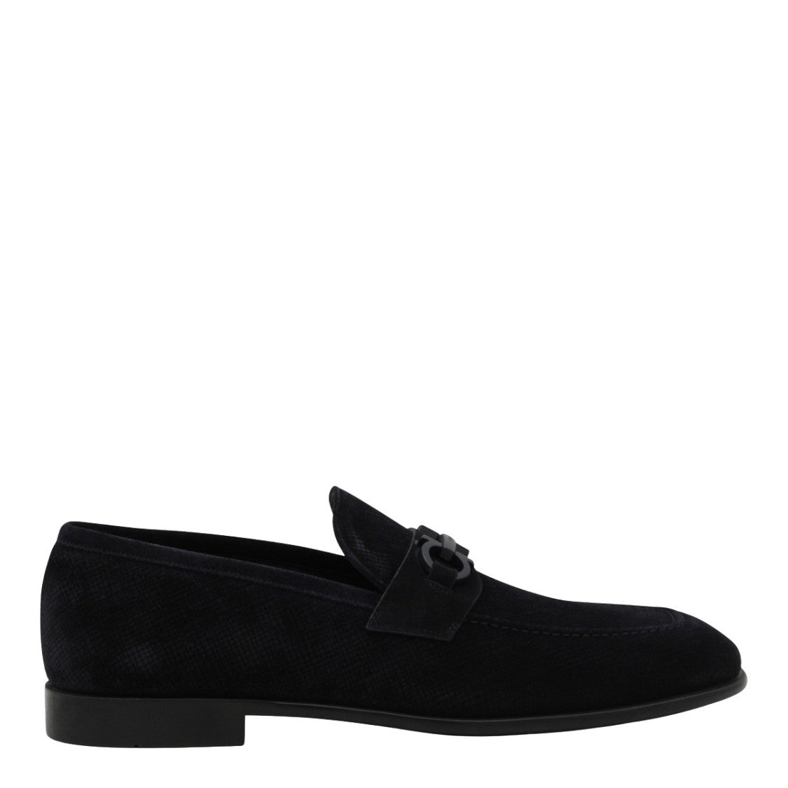 Ferragamo Textured Suede Black Flat Shoes