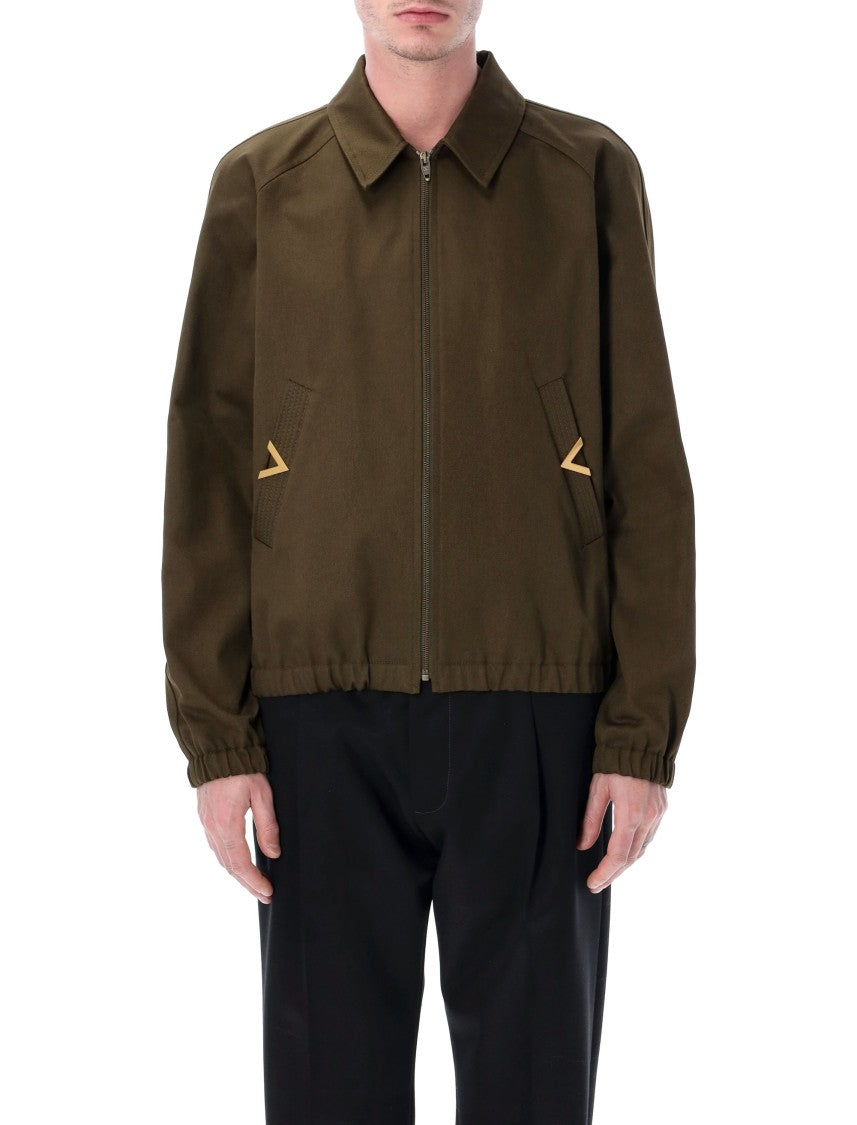 Valentino Garavani Vgold Cotton Gabardine Zip Jacket