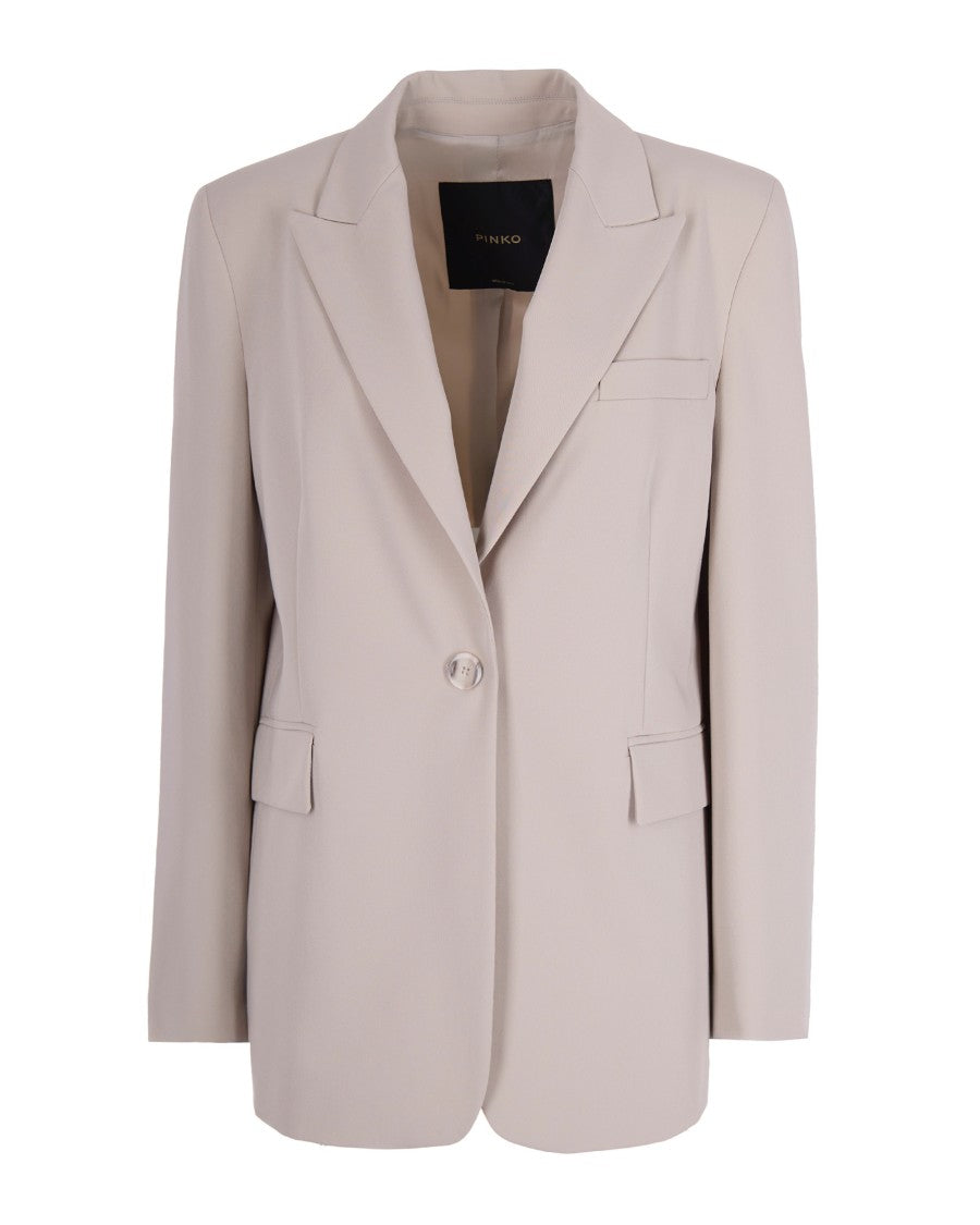 Pinko Beige Single-Breasted Blazer With Notched Lapels