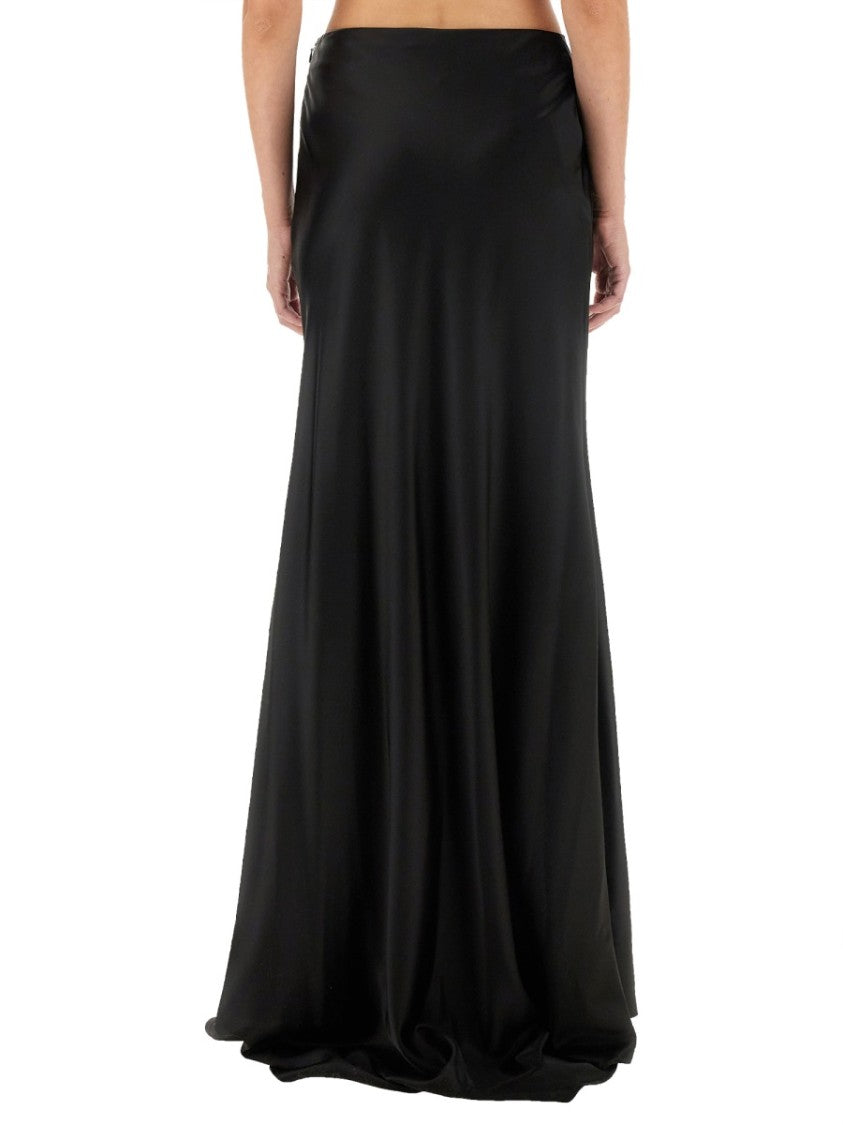 Kiton Flowing Black Maxi Skirt With Smooth Finish