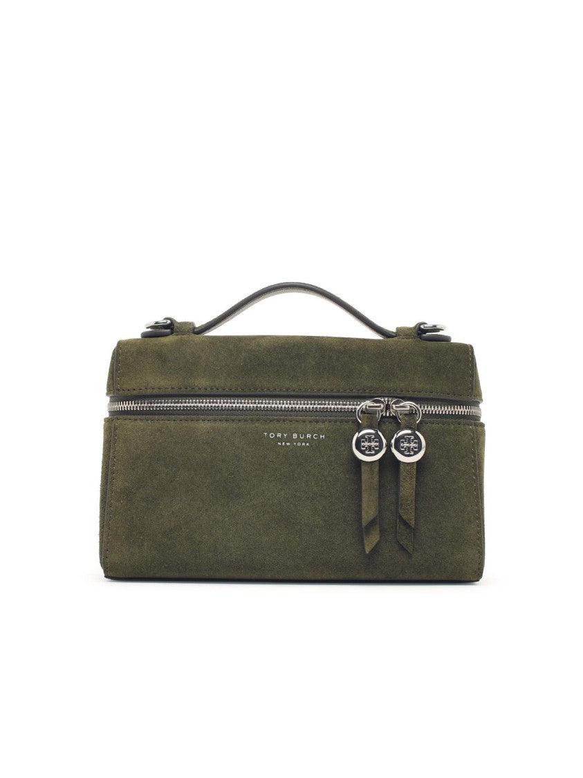 Tory Burch Romy Slim Top Handle Suede Bag - Green