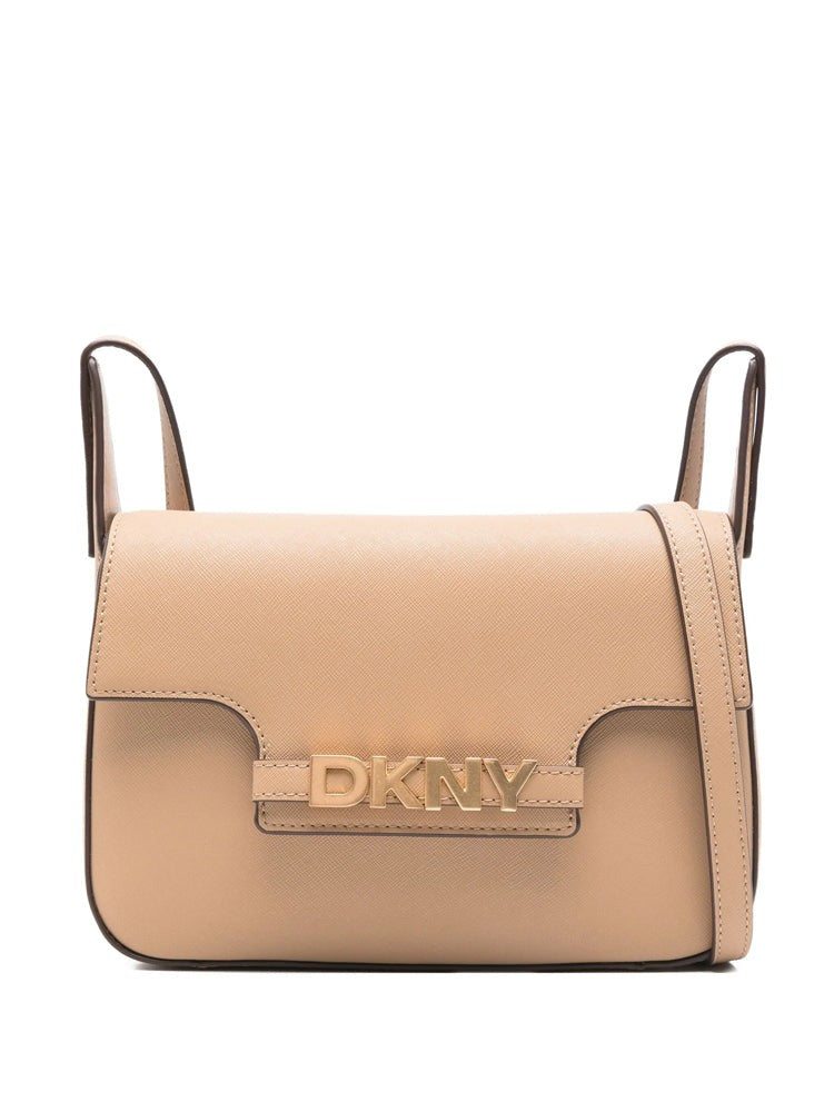 Dkny Structured Cow Leather Crossbody Bag With Embossed Logo
