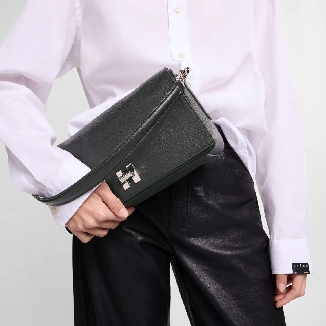 Hogan Textured Rectangular Structured Handbag