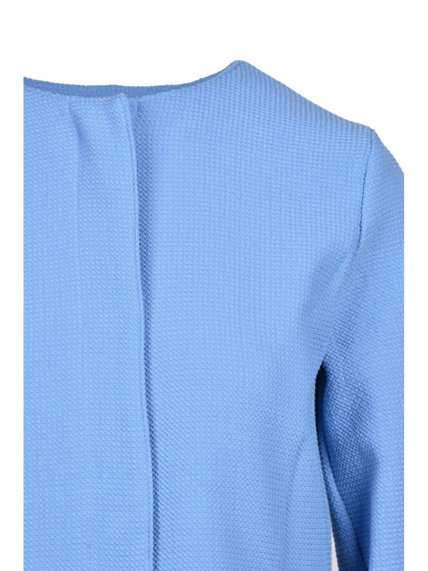 Emme By Marella Light Blue Cropped Cotton-Blend Jacket
