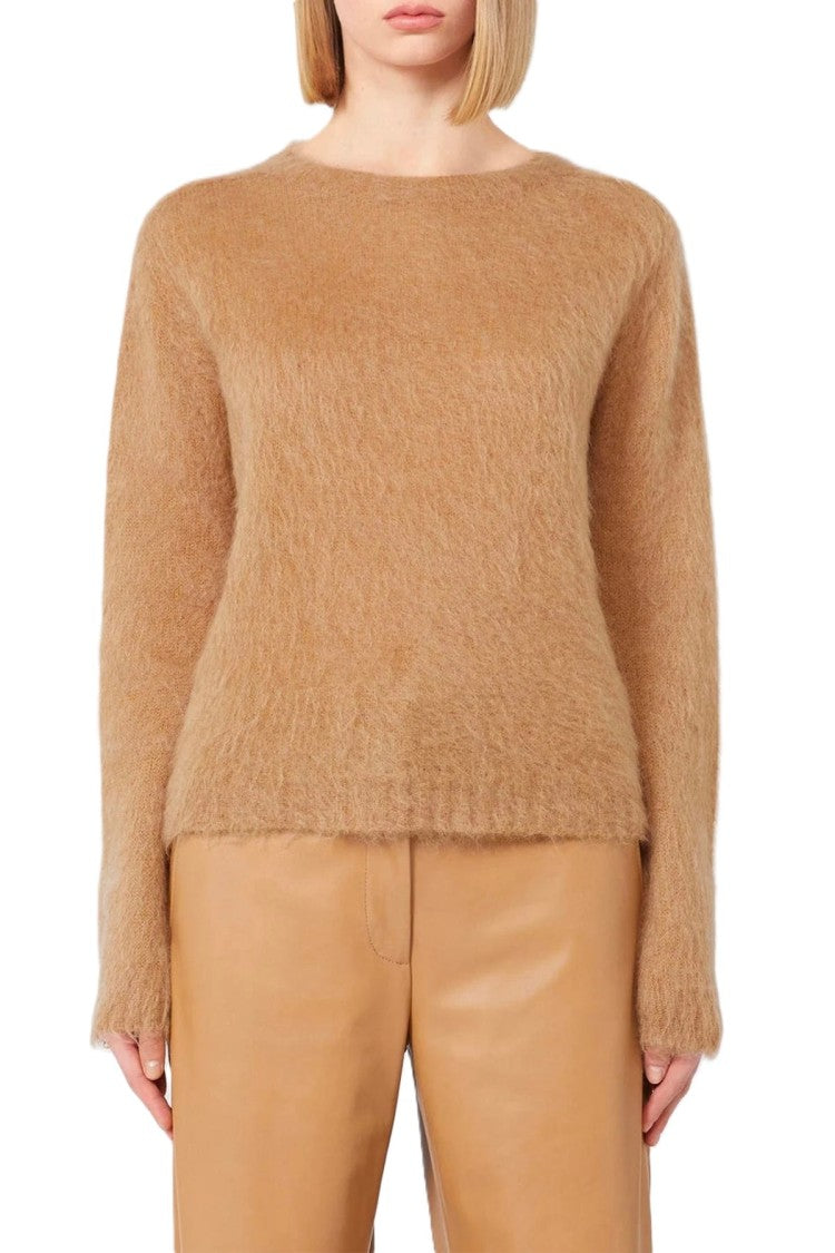 Max Mara Soft Brown Knit Sweater With Fluffy Texture