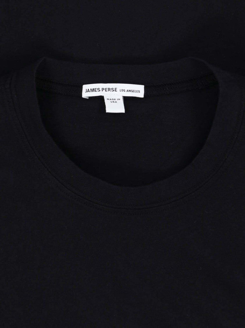 James Perse Black Cotton Cropped Long-Sleeve T-Shirt