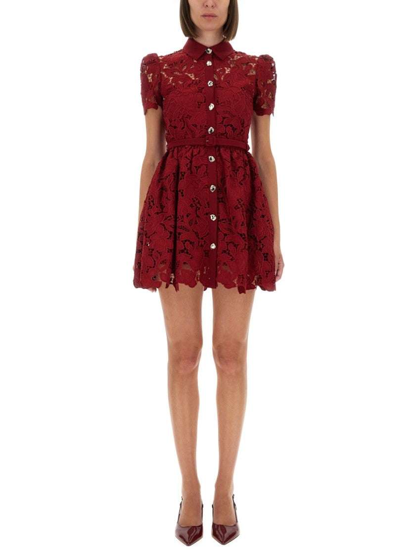 Self-Portrait Lace Mini Dress With Collar
