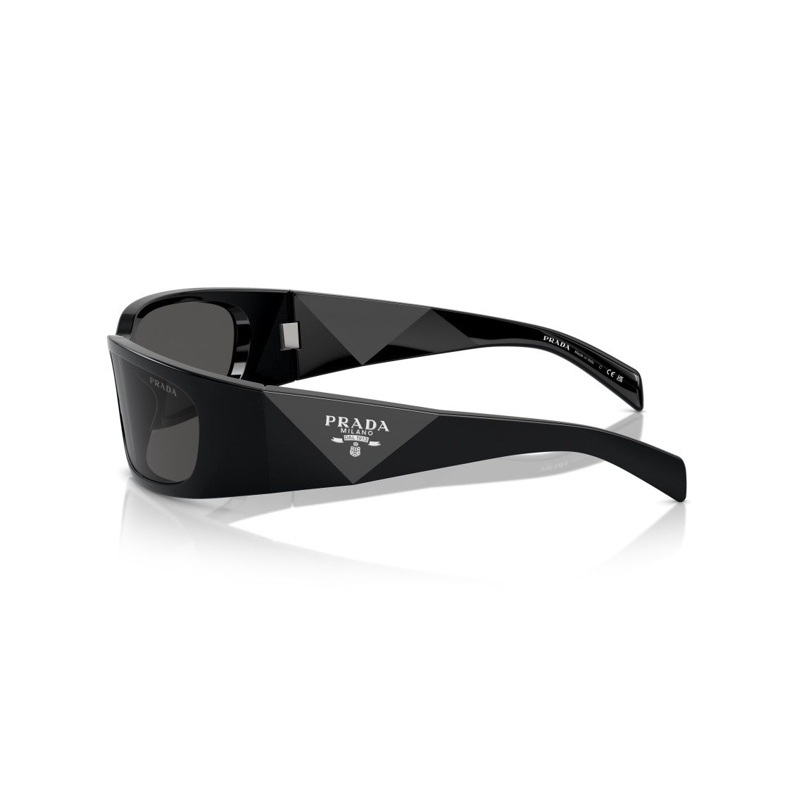 Prada Black 0Pr A19s Rectangular Faceted Sunglasses