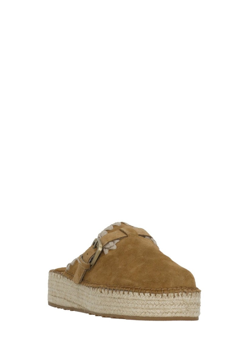 Mou Brown Side Buckle Suede Loafers