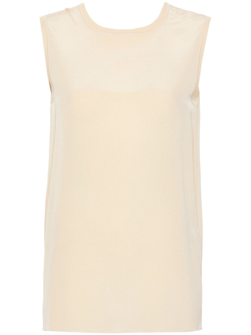 Joseph Beige Silk Tank Top With Round Neckline