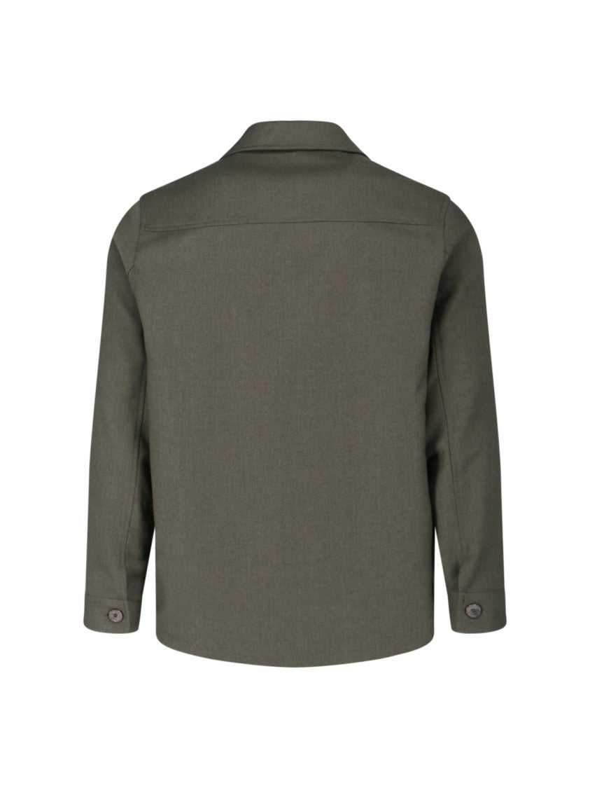 Cruna Structured Wool Shirt Jacket With Classic Collar And Chest Pockets