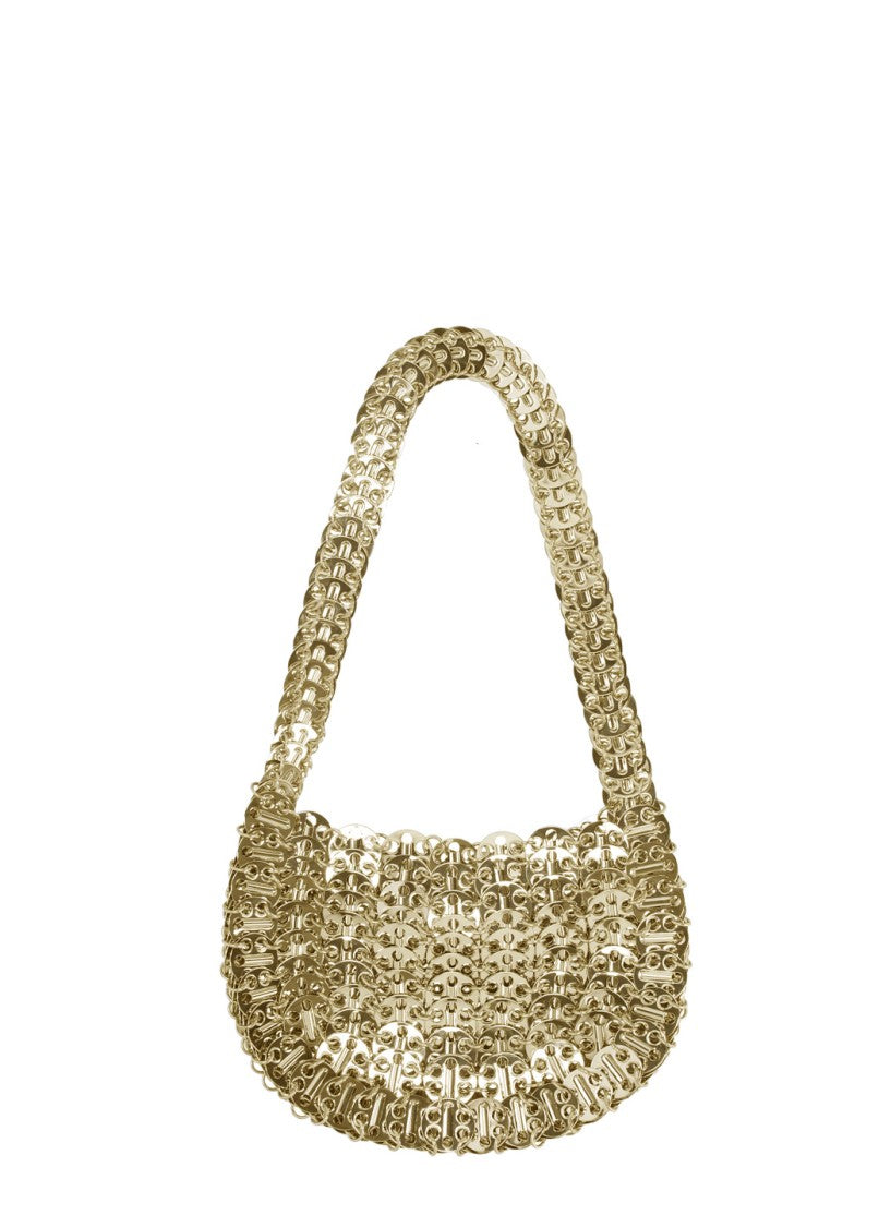 Rabanne 1969 Crescent-Shaped Shoulder Bag In Gold Steel Mesh