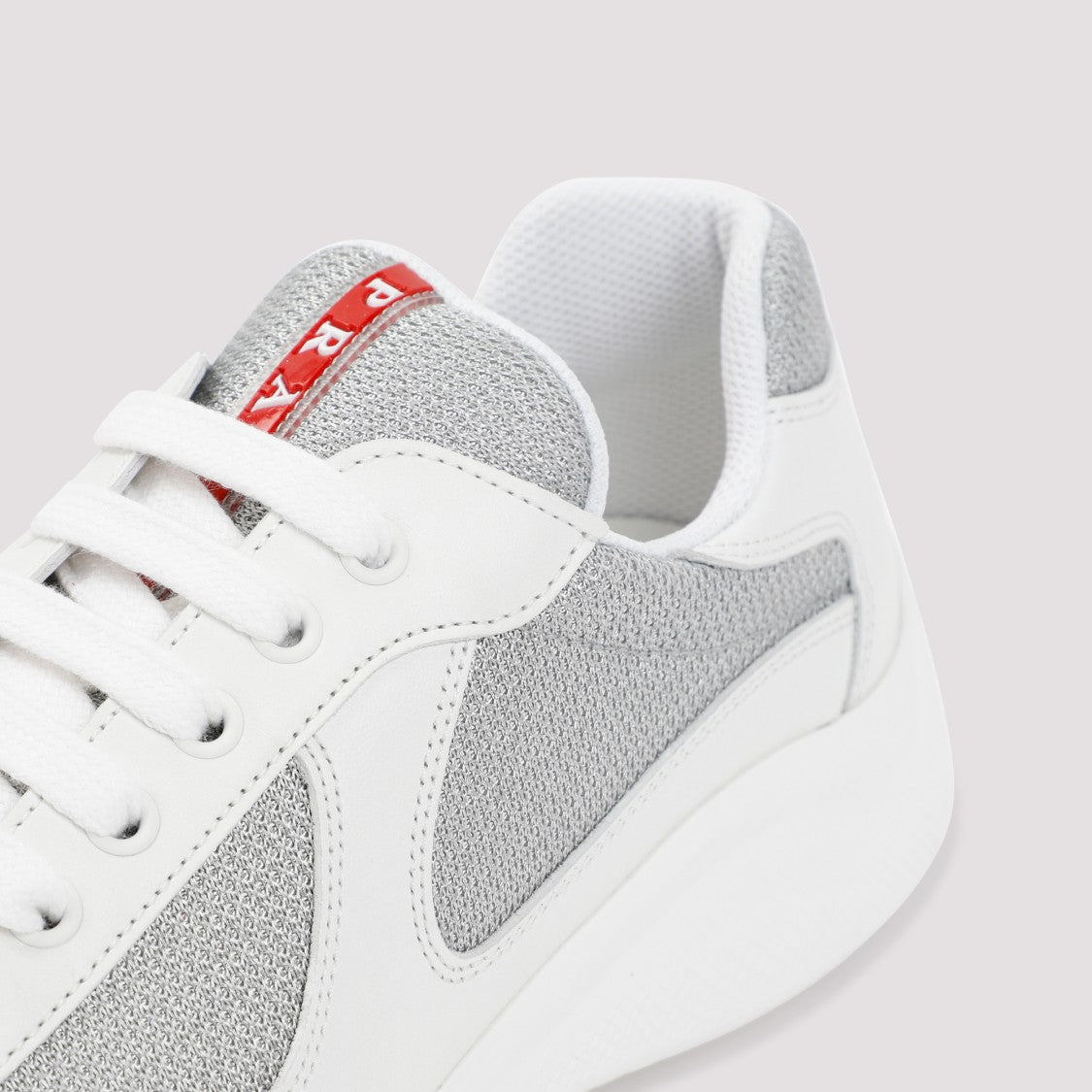 Prada White Leather New Americas Cup Sneakers
