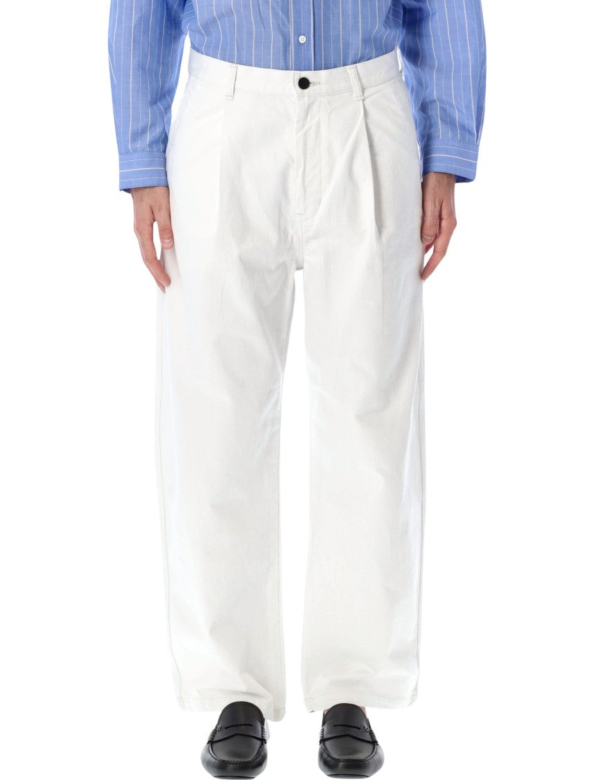 Still By Hand High Waist White Denim Trousers