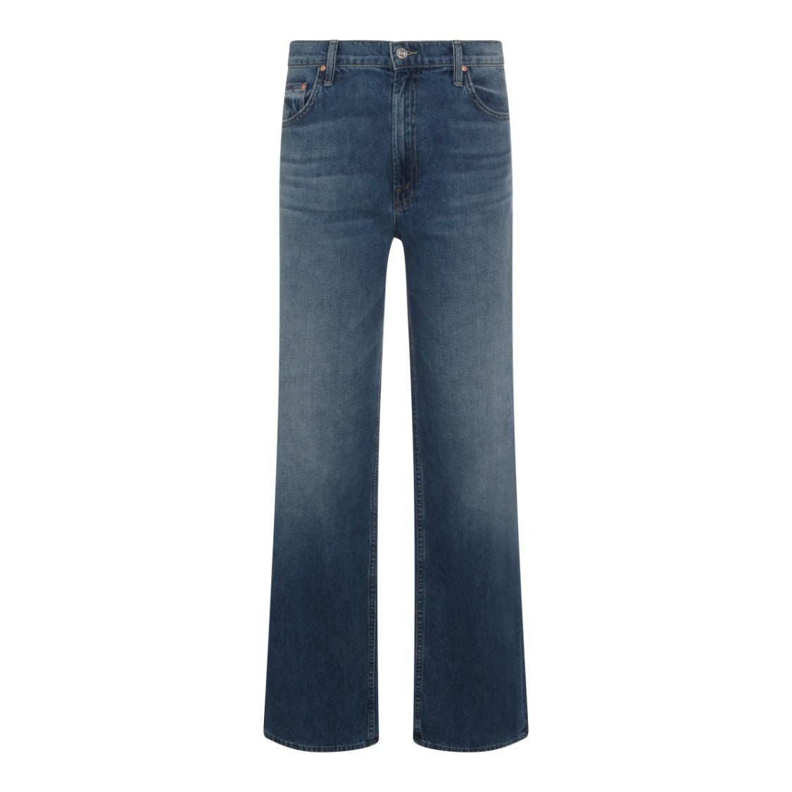 Mother Classic Blue Denim Jeans With Straight-Leg Cut