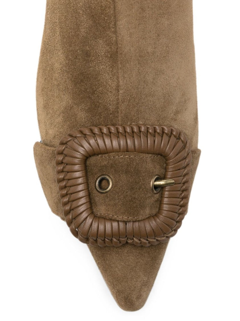Roberto Festa Suede Buckle Ankle Boots - Brown