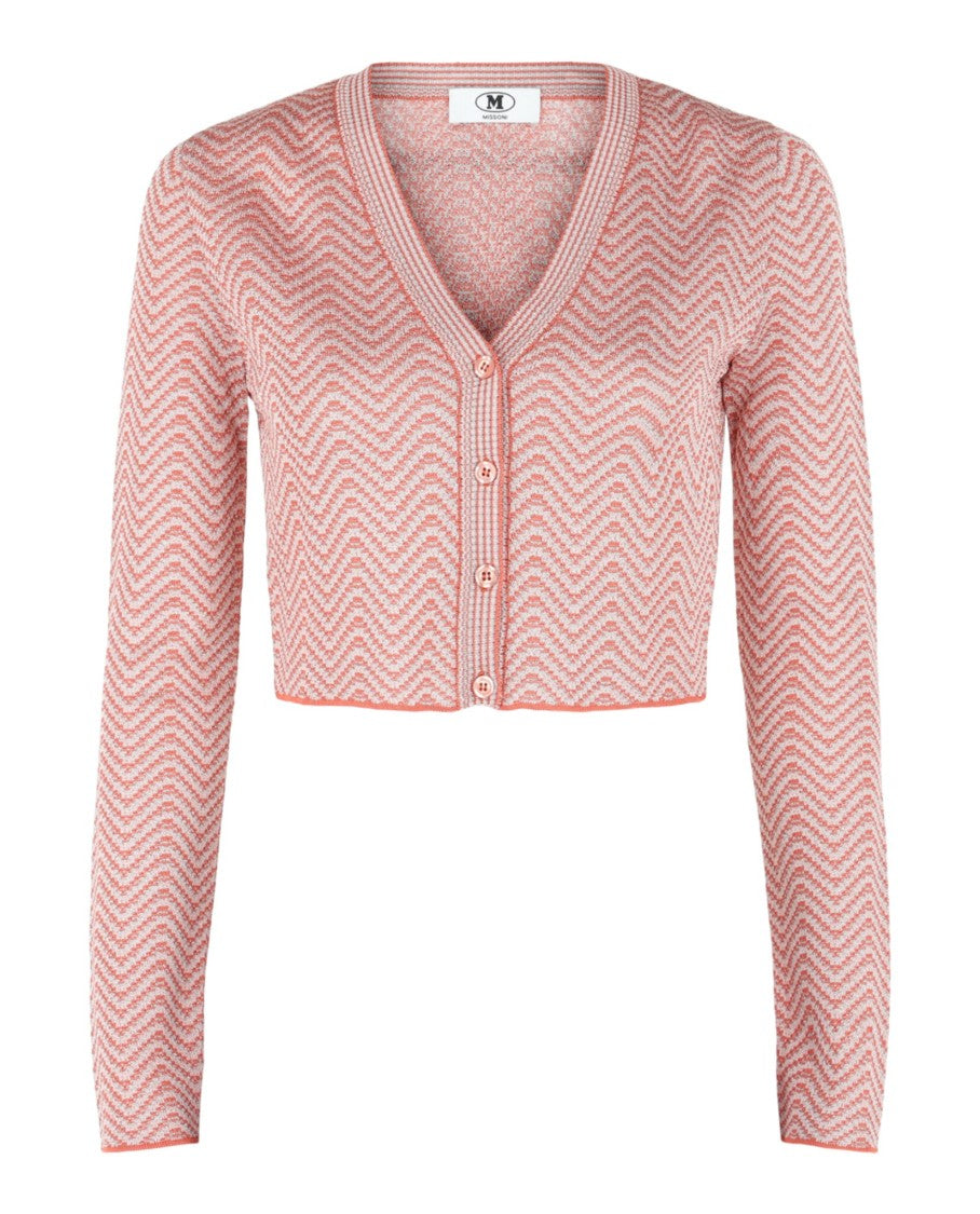 M Missoni Cropped Chevron Patterned Cardigan