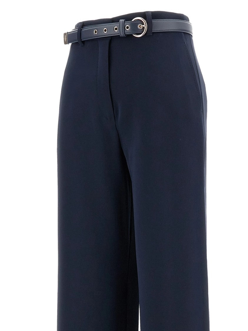 Max Mara Blue Amico High-Waisted Wide-Leg Trousers