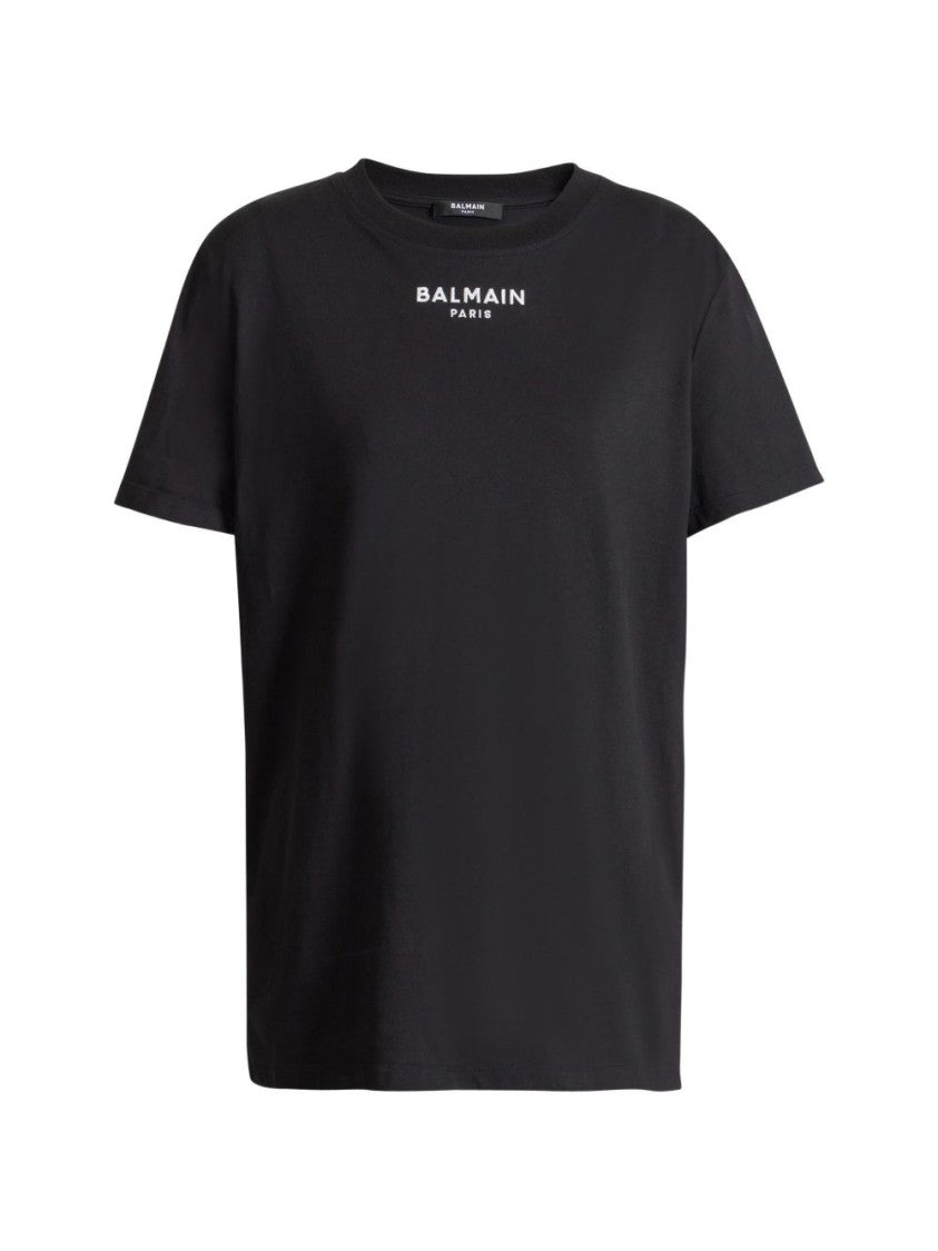 Balmain Black Embroidered Signature Logo T-Shirt