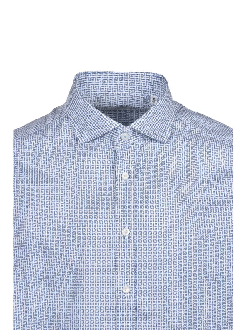 Mariano Napoli White/Blue Checkered Stretch Cotton Shirt
