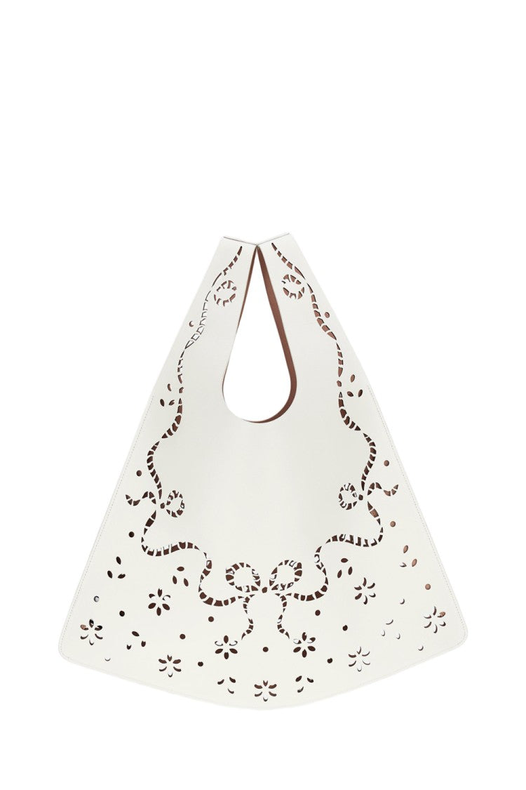 Simone Rocha White Xl Laser-Cut Floral Leather Shopper Bag
